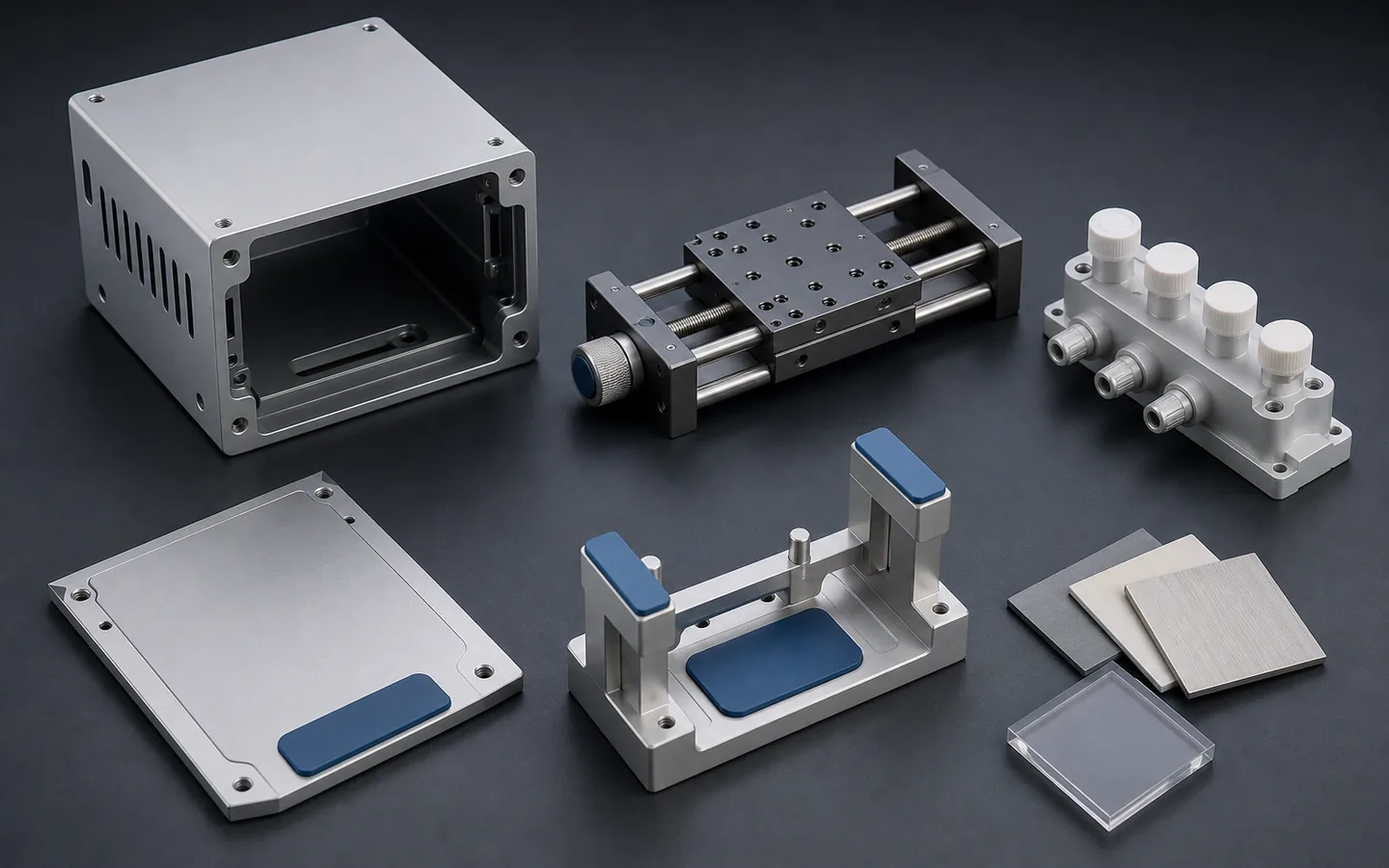 Generic instrument housings, a motion stage, a manifold and a handling fixture show distinct medical component requirement routes.